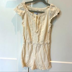 Girls crème eyelet romper